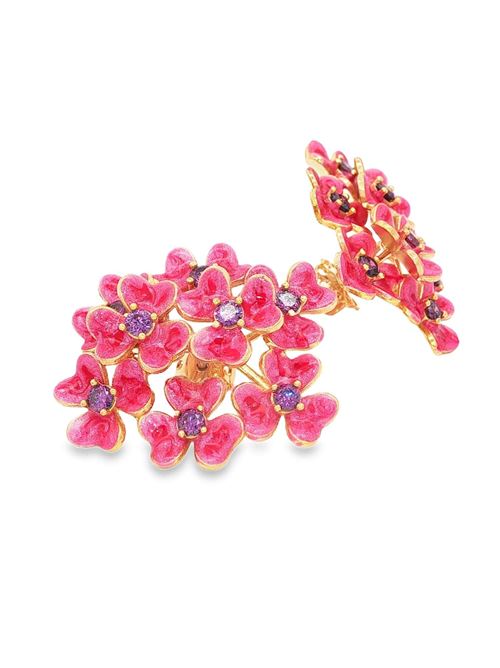 Orecchini Clover color oro con pietre di ametista e rosa perlato GOCCIAZZURRA JEWELS | ORCLOVEROROROSA